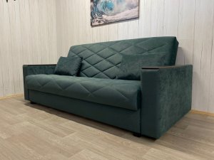 Диван Престиж-15 НПБ+МДФ, велюр Sensey bottle green в Очёре - ochyor.magazin-mebel74.ru | фото