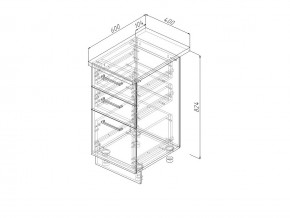 Н3Я 40 Модуль нижний Без Столешницы 3 ящика МН3Я 40 в Очёре - ochyor.magazin-mebel74.ru | фото