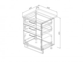 Н3Я 60 Модуль нижний Без Столешницы 3 ящика МН3Я 60 в Очёре - ochyor.magazin-mebel74.ru | фото